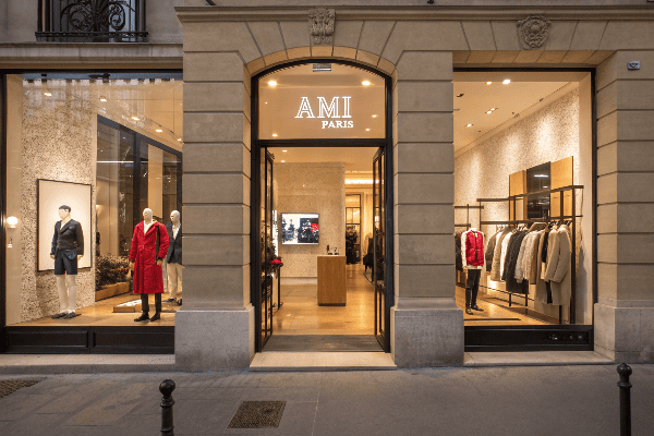 AMI Paris storefront showing current collection display