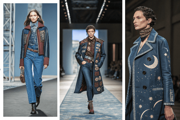 Marine Serre runway collection featuring upcycled garments