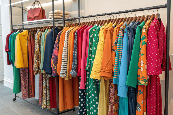 Fast fashion clothing rack with trending styles