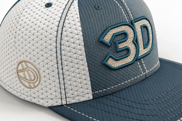3D puff embroidery example on a hat