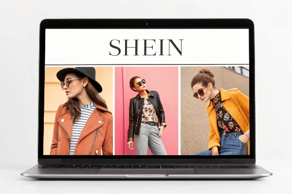 Shein website homepage showing popular products and deals