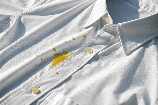 White shirt with yellow sweat stains in the underarm area
