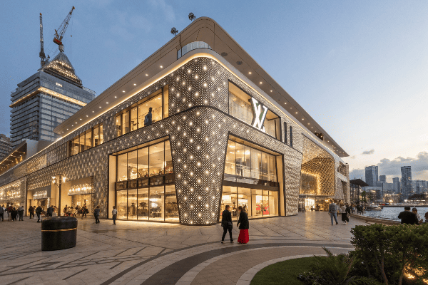 Fashion's Big Four luxury brands displayed on storefront signs