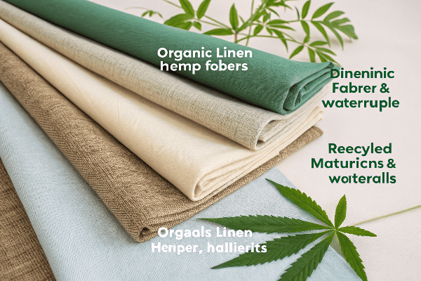 Eco-friendly fabric varieties displayed together
