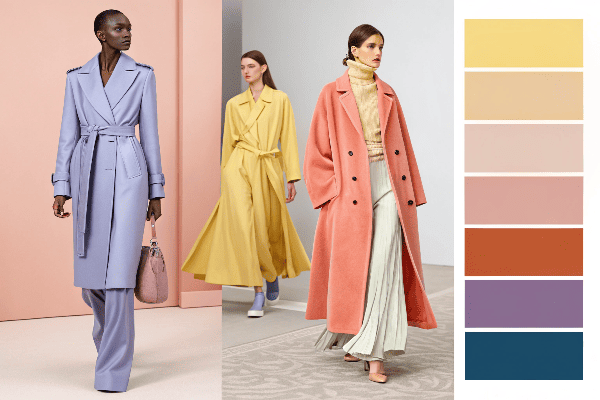 Color swatches showing the Spring 2025 fashion color palette arranged by category