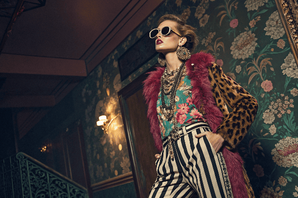 Maximalist outfit with mixed patterns and bold colors