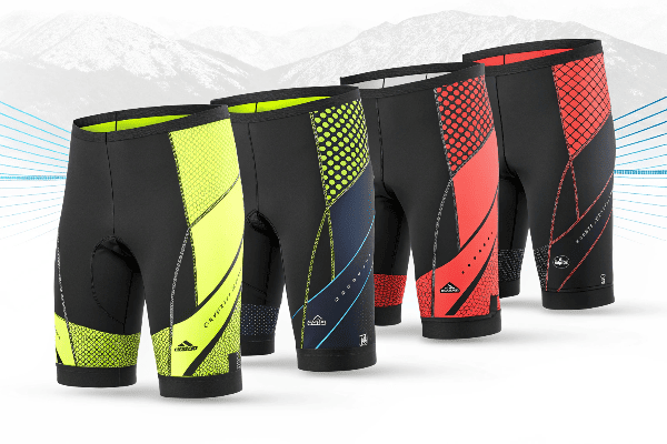 Different styles of modern bicycle shorts