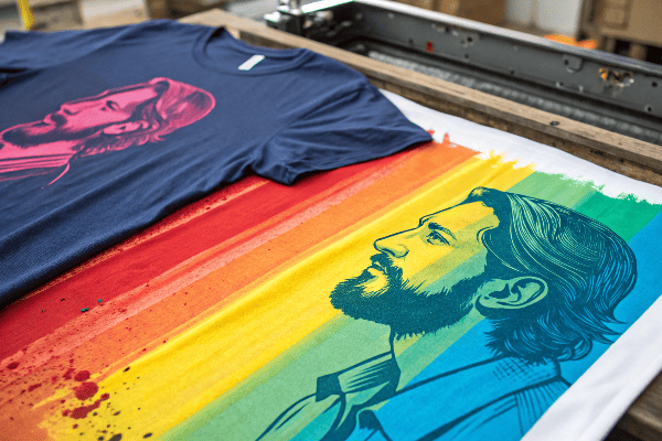 Screen printed t-shirt closeup