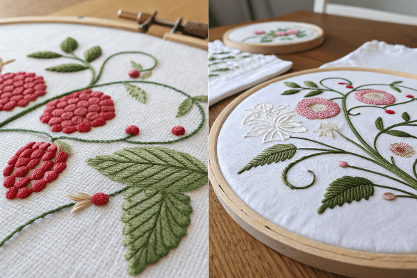 Comparison of 3D puff vs regular embroidery