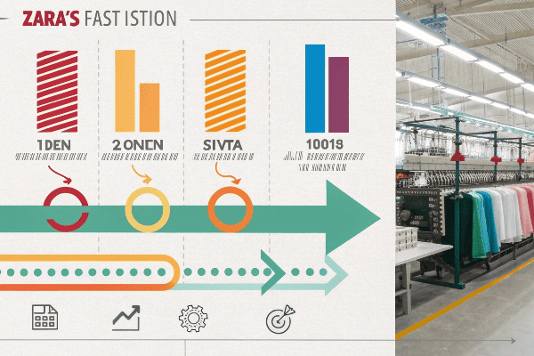 Zara design and production cycle diagram showing quick turnaround times
