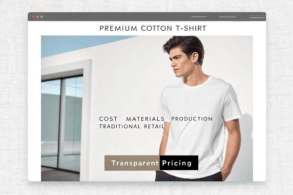 Direct-to-consumer brand website showing transparent pricing