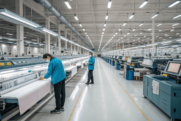 Factory floor with textile machines