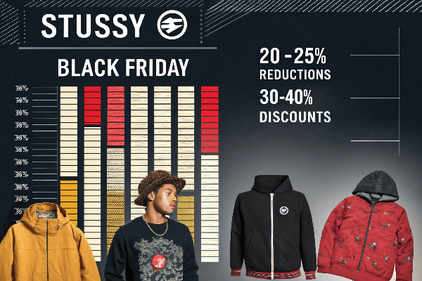Chart showing Stussy price comparison between regular prices and Black Friday deals
