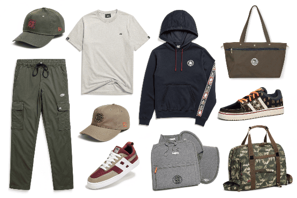 Popular streetwear items display