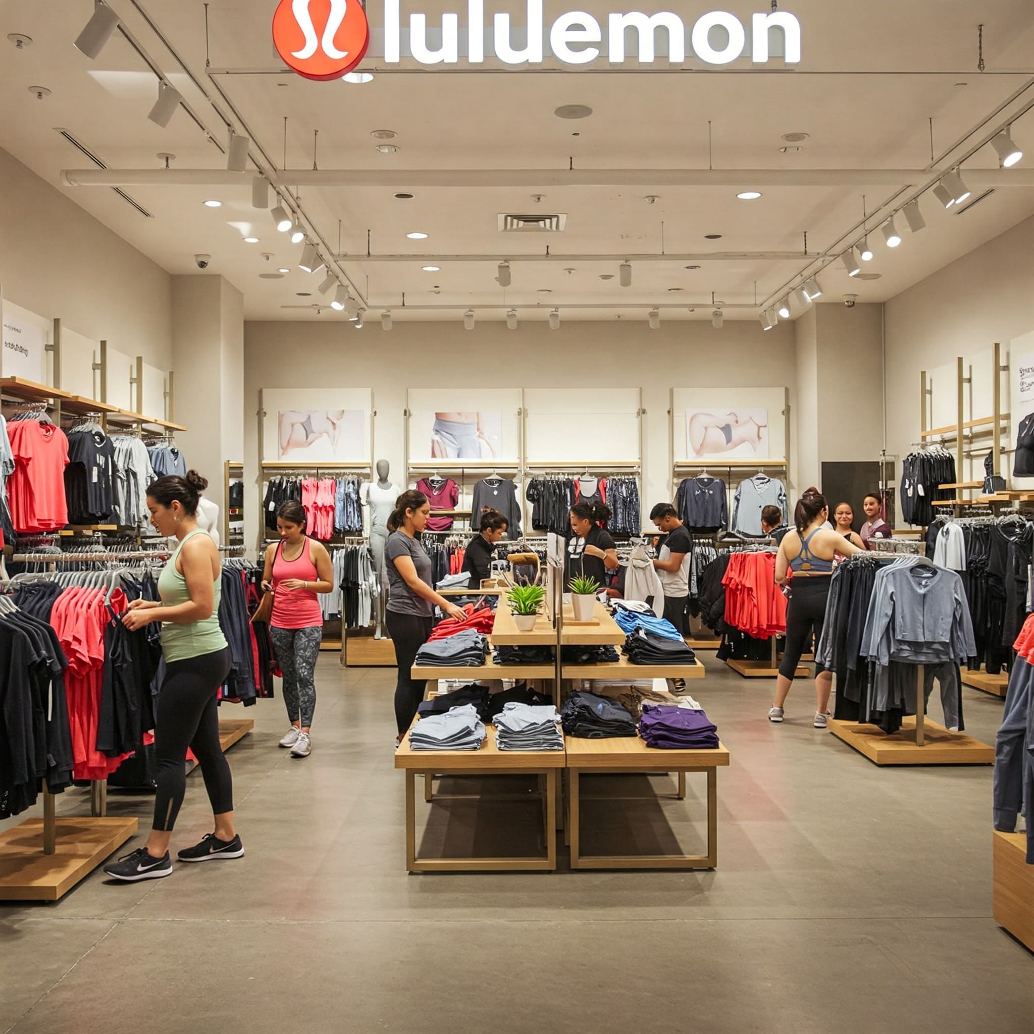 Lululemon store with customers shopping