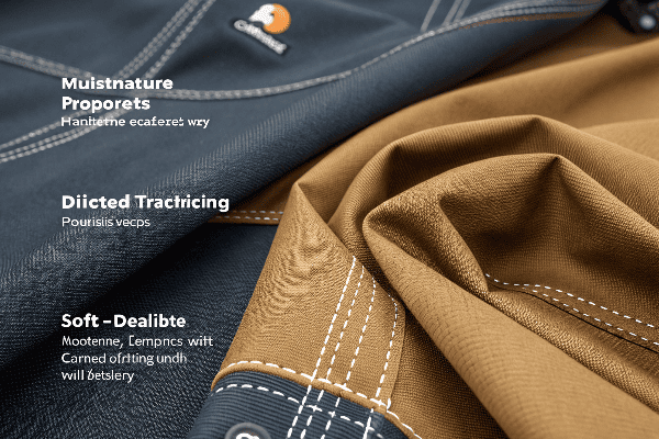 Close-up of fabric technology and comfort features