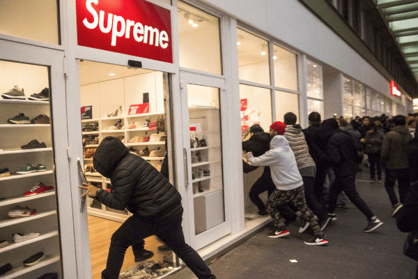 Supreme shirt with price tag showing premium pricing