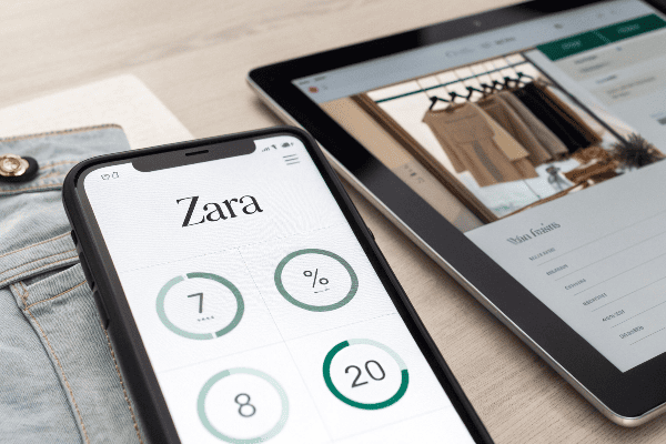 Person browsing Zara app on phone