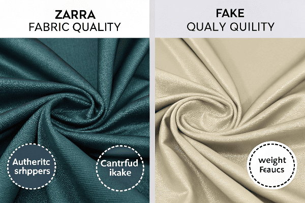 Fabric quality comparison between real and fake Zara