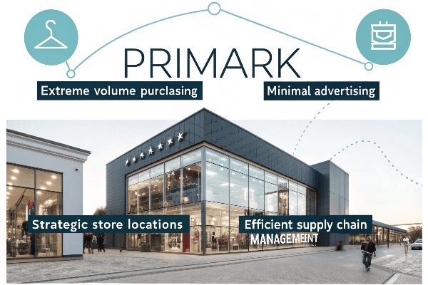 Primark business model diagram showing cost savings