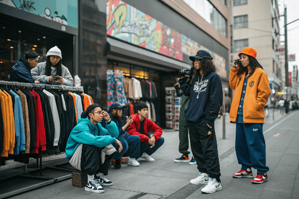 Diverse group of streetwear consumers