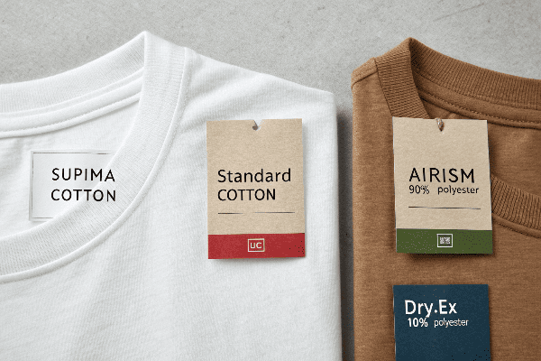 Uniqlo t-shirt fabric composition labels