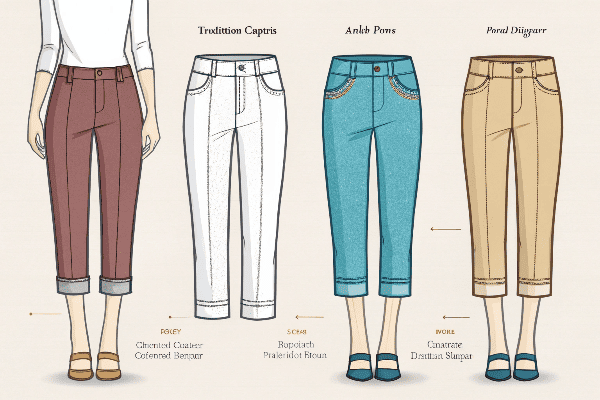 Different lengths of cropped pants