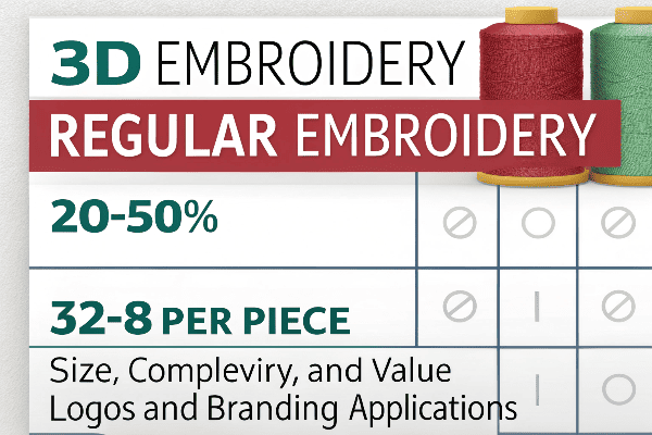 Cost comparison chart for embroidery types