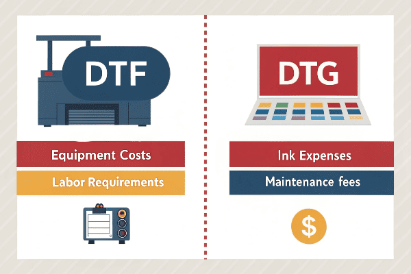 Cost comparison chart between DTF and DTG