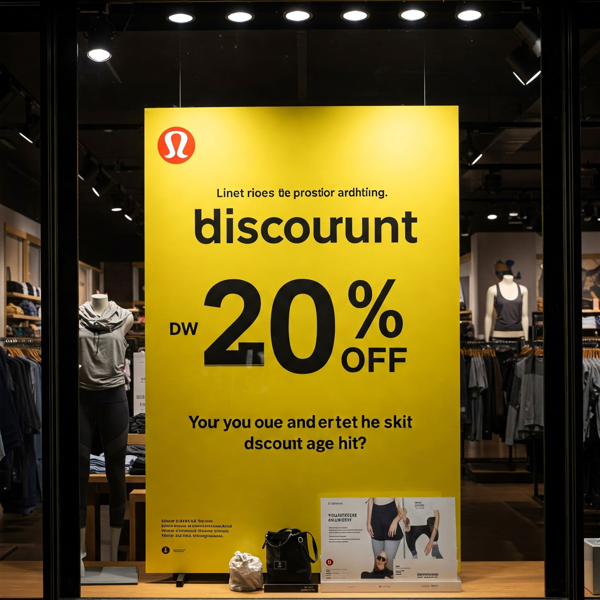Lululemon discount promotion sign