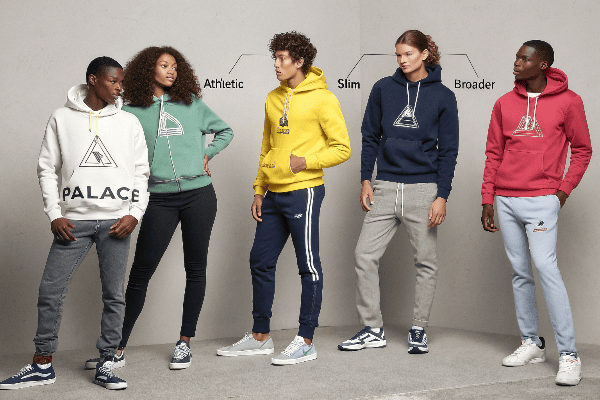 Different body types wearing Palace hoodies