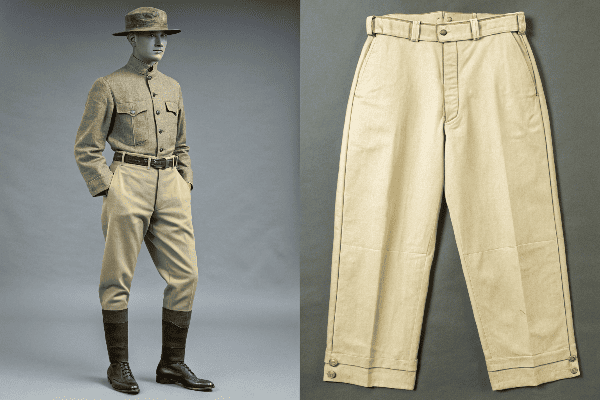 Historical chino pants and fabric