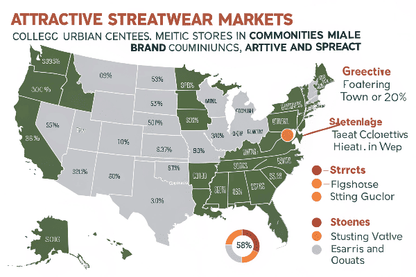 Map highlighting attractive streetwear markets