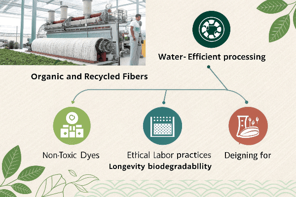 Sustainable textile manufacturing process diagram