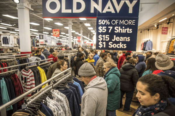 Crowded Old Navy store during Black Friday sale