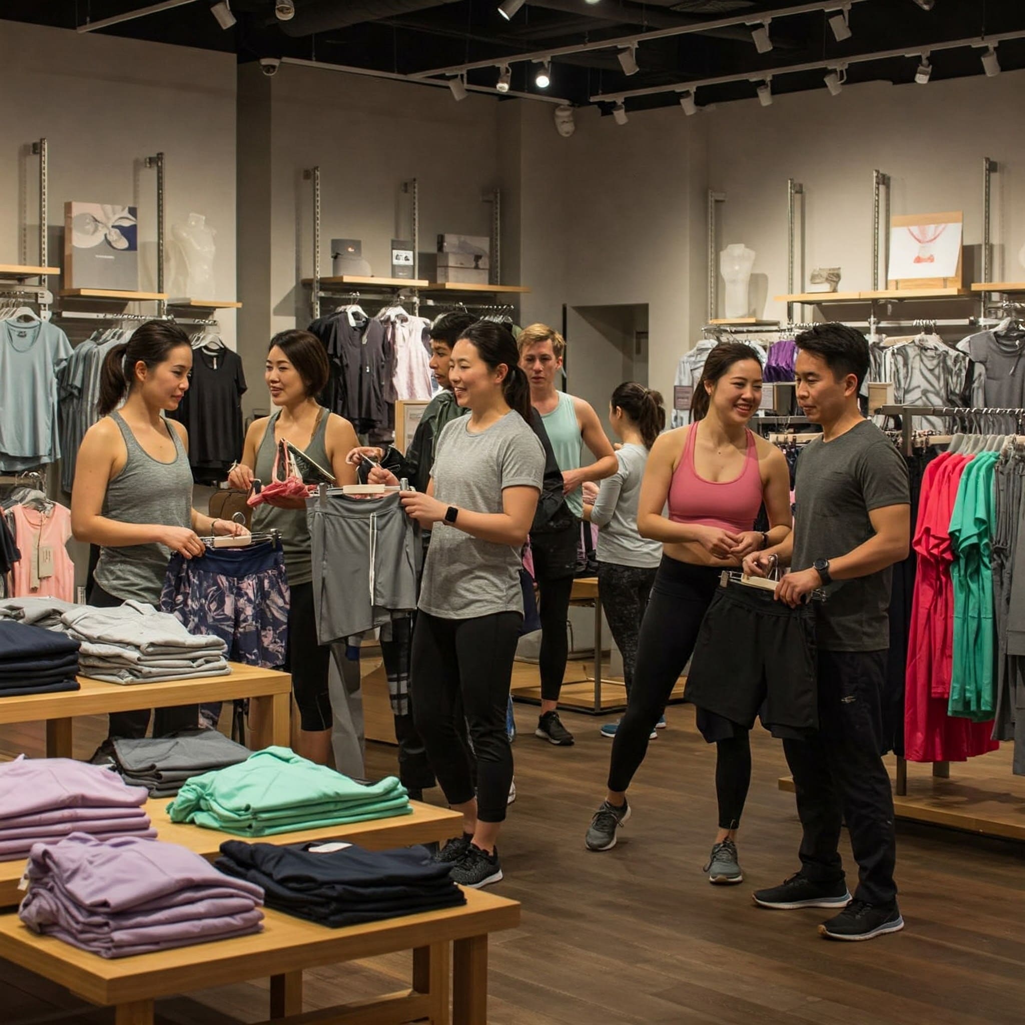 People shopping at Lululemon