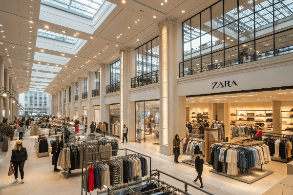 Busy Zara store in Madrid, Spain