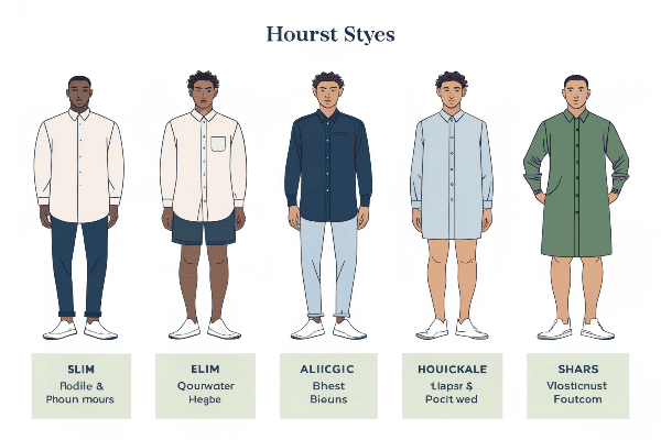 Various body types wearing oversized shirts