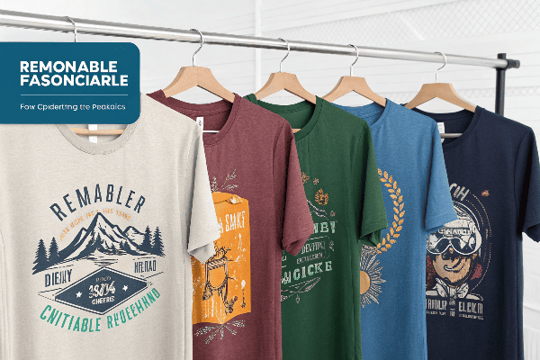 Various personalized t-shirts with custom designs displayed