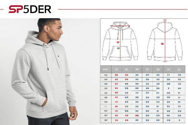 Sp5der hoodie sizing guide
