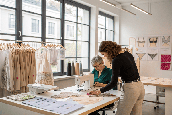 Designer working with lingerie manufacturer