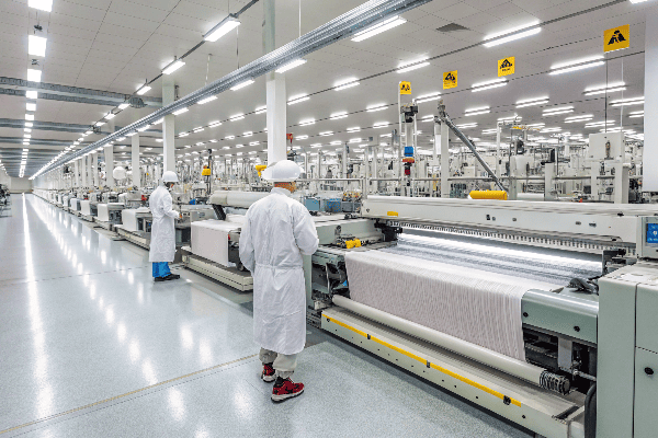 Modern textile factory with automated machinery