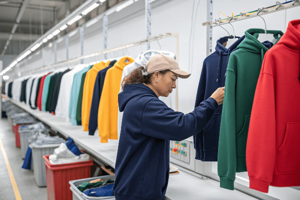 Quality control inspection of hoodies
