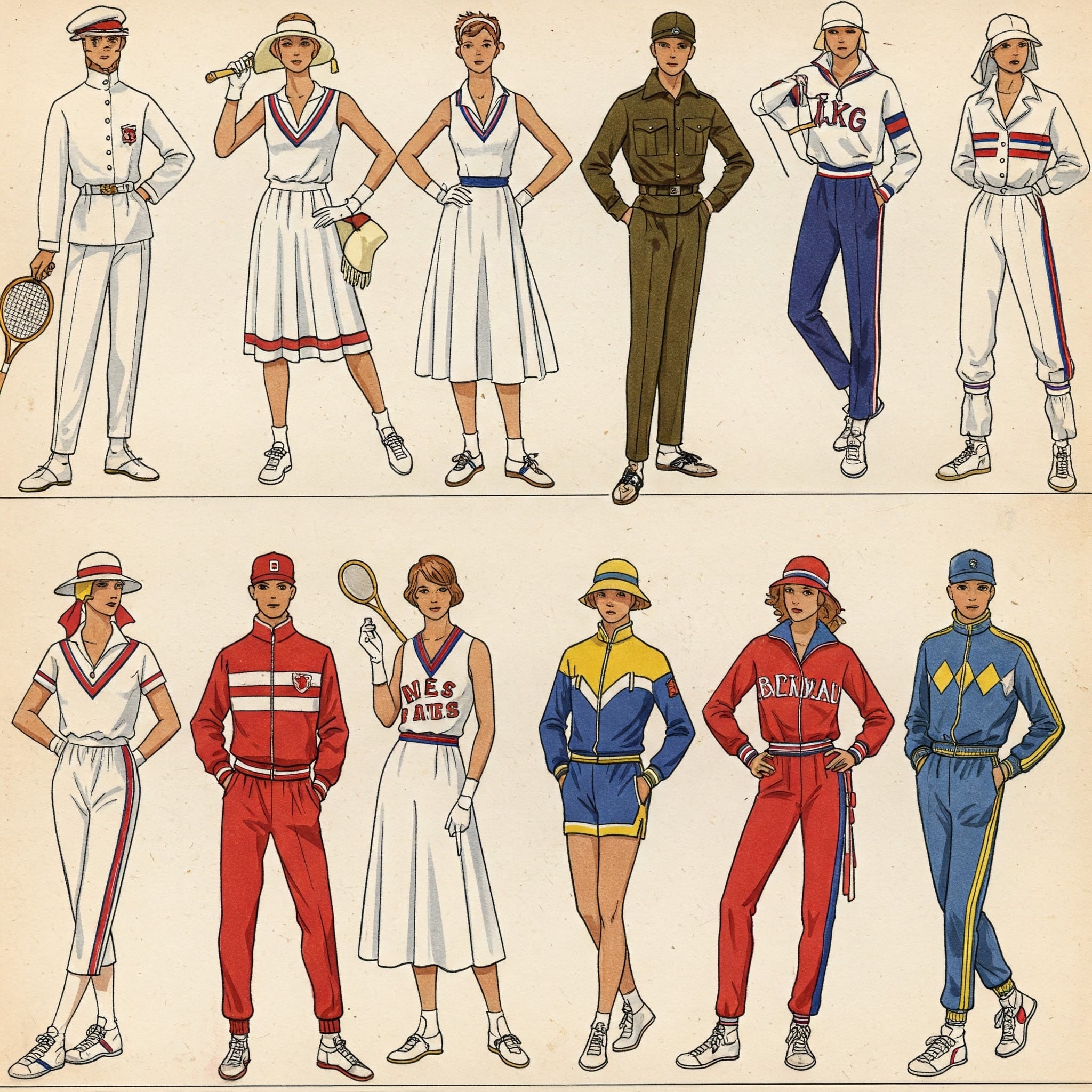 Historical athleisure evolution showing different eras of sportswear as fashion