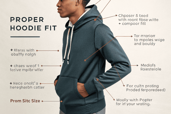 Person demonstrating proper hoodie fit and styling techniques