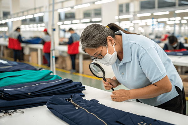 Quality control testing of zippers for clothing manufacturing