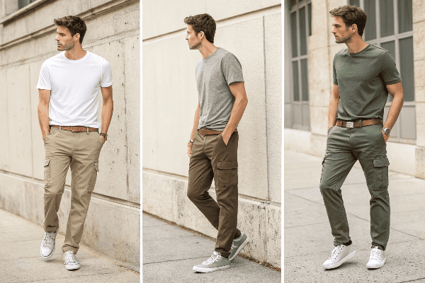 T-shirt length variations with cargo pants