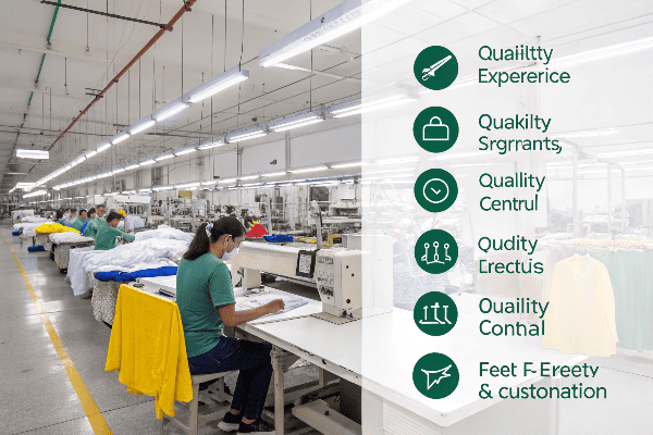 Manufacturing facility showing t-shirt production line