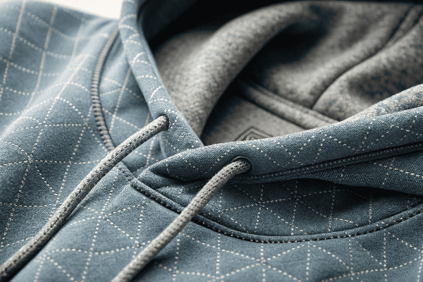 Sp5der hoodie fabric detail and composition